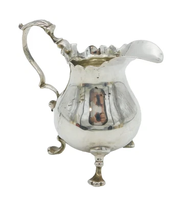 George II Sterling Silver Baluster Cream Jug Antique c1750 London - Image 1 of 4