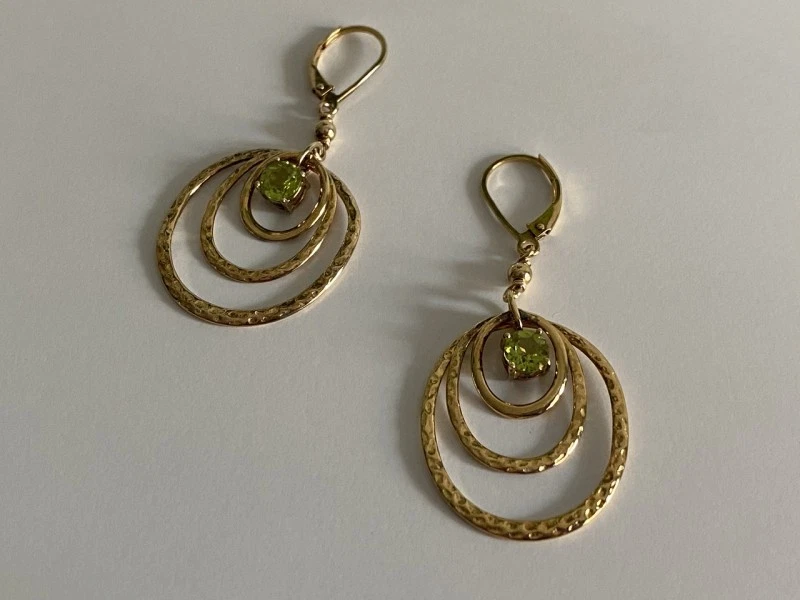 925 Sterling Silver Gold Plated Peridot Earrings - Image 1 of 4