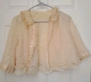 1940s Odette Barsa Vintage Bed Jacket Pink Full Lace Lined 19" Pit to Pit - Bild 1 von 12