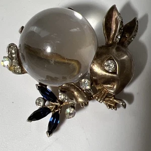 Spilla 43 Corona Trifari Vermeil Sterling Jelly Pancia Coniglio Alfred Philippe Blu - Foto 1 di 15