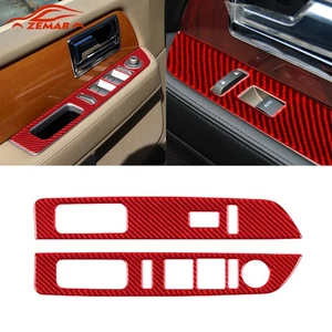 Red Carbon Fiber Front Door Window Lift Cover Trim For Lincoln Navigator 2007-14 - Imagen 1 de 10