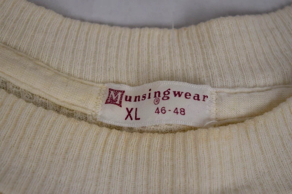 Camisa Térmica Vintage Munsingwear Talla S/M Años 60 Marfil Suave Interior Tejido Waffle Foto 1 de 4