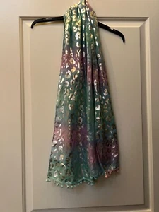 JUSTICE GIRLS SCARF MINT GREEN/BLUE/PINK. GENTLY WORN PREOWNED ONE SIZE  - Picture 1 of 5