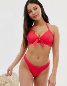 FREYA NOUVEAU RED SOFT CUP PADDED TRIANGLE BIKINI TOP & BRAZILIAN SET 30E / 8E S - Picture 1 of 1