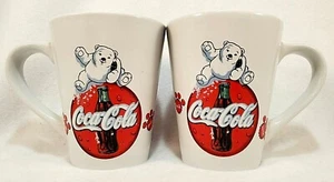 Vintage Gibson Coke Coca Cola Polar Bear Coffee Mugs 2001 Set Of Two 12oz Mugs - Picture 1 of 12
