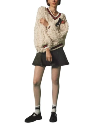 ANTHROPOLOGIE EVA FRANCO Talla Grande 1X Pullover Universitario Peludo Sudadera Top Nuevo con Etiquetas Foto 1 de 4