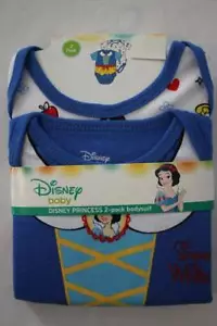 2 Pack Baby Girls Snow White Bodysuit 12 Month Creeper One Piece Disney Princess - Picture 1 of 2