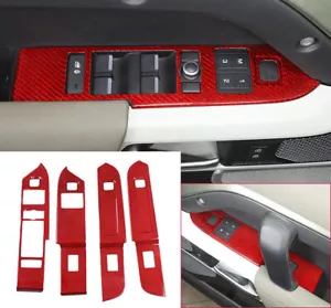 Red Carbon Fiber Window Lift Switch Button Cover For Land Rover Defender 2020-24 - Picture 1 of 2