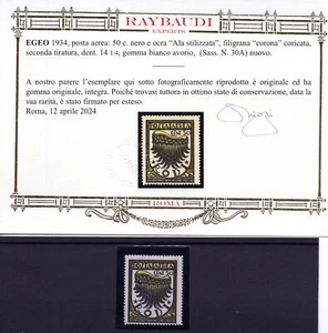 Egeo - Posta Aerea Cent. 50 nero e ocra "Ala stilizzata" n. 30A - Foto 1 di 1