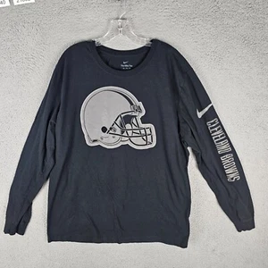 Cleveland Browns Tee Shirt Mens 2XL Black Long Sleeve Nike NFL Football Sports - Picture 1 of 7