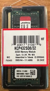 KINGSTON 32GB PC4-3200 DDR4-25600 Laptop Memory KCP432SD8/32 *NEW, SEALED* - Picture 1 of 2