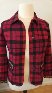 Appleseeds Jacket Size XS Buffalo Plaid Flannel Petite Embroidery Christmas - Picture 1 of 12