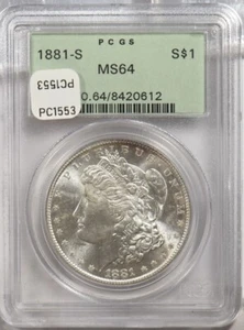 1881-S Morgan Dollar Silver PCGS MS64 PC1553 - Picture 1 of 2