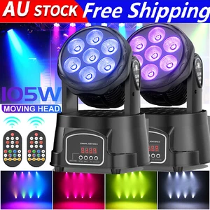 2PCS 105W 7LED RGBW Moving Head Light Stage Light Remote DMX Party Disco Light - Picture 1 of 15