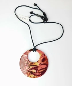 Sobral Pollock Red Gorky Marbled Large Artist Made Pendant Necklace - Picture 1 of 8