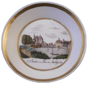 Antique Early 19thC Meissen Porcelain Görlitz Scenic Saucer Porzellan Untertasse - Picture 1 of 5