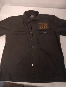 Harley Davidson 110th Anniversary Shirt Men Large Black Short Sleeve Cotton - Picture 1 of 8