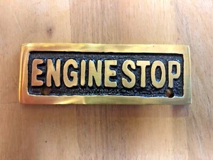 Brass Fuel Engine Stop Plate Sign Classic Boat Narrowboat River Safety BSS - Picture 1 of 1