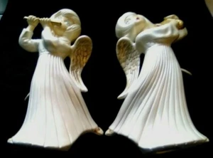 Vintage Engel Keramik 12" Figuren Paar Mid Century Ballerina Instrumente - Bild 1 von 9