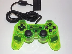 Mando Vibración Gamepad Verde Neón Play Station 2 PS2 Cableado Transparente - Imagen 1 de 11