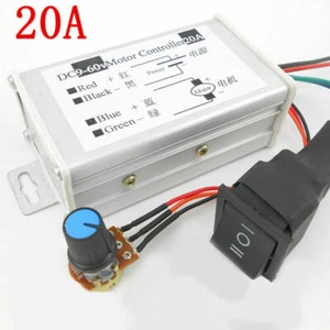 12V 24V 20A PWM DC Motor Stepless Variable Speed Control Controller Switch C# - Picture 1 of 5