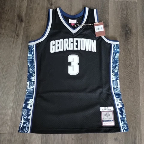 4XL Mens Mitchell & Ness Allen Iverson Georgetown Hoyas 1995-96 Jersey  Black Cover