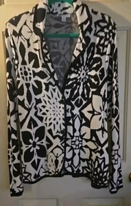 Isaac Mizrahi Live! Blazer Negro Blanco Floral Algodón Pesado 2 Botones Chaqueta Pequeña - Imagen 1 de 11