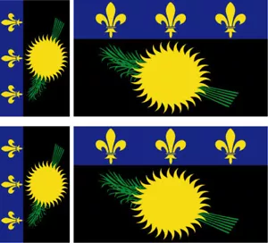 Guadeloupe Lot 4 Vinyl Stiker autocollant Drapeau flag Guadeloupe - Picture 1 of 1