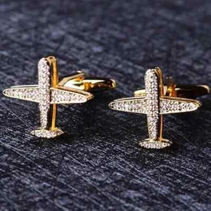 Round Lab Created White Diamond Men Engagement Cufflinks 14K Yellow Gold Plated - Picture 1 of 4