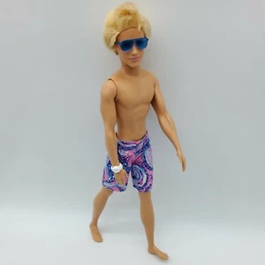 Barbie Ken Beach Doll Swim Shorts Sunglasses Watch Mattel Nice Condition  - Picture 1 of 12