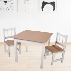 Kinder Sitzgruppe Jungen Mädchen Möbel weiß 2x Stuhl 1x Mal Bastel Tisch natur