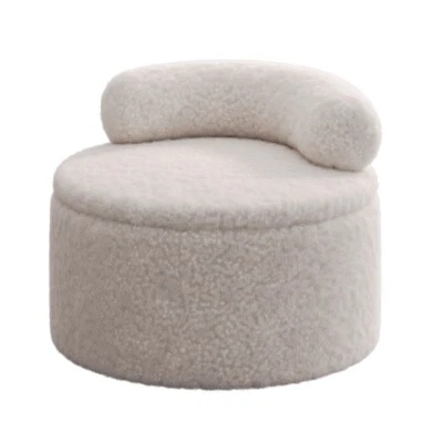 Cream roller silent stool backrest chair rotating low stool with wheel movement - Image 1 of 4