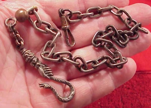 VINTAGE RENNACTOR 15 3/4in STEEL AND PEWTER POCKET WATCH SHEPHERD HOOK CHAIN - Picture 1 of 8