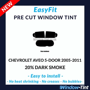 EasyFit Static Pre Cut Tint For Chevrolet Aveo 5-door 2005-11 - 20% Dark Rear - Picture 1 of 3