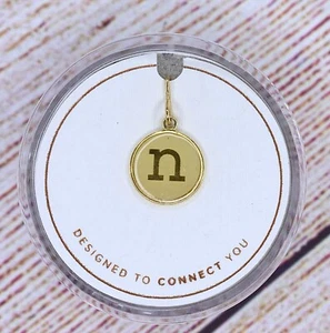 NEW Alex and Ani Initial n .925 Sterling Silver 14KT Chain Station Charm Gold - Picture 1 of 2