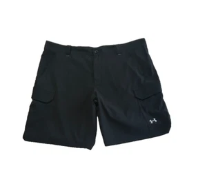 UNDER ARMOUR Loose Fit Heatgear Performance Shorts Mens 42 Black w Cargo Pockets - Picture 1 of 3