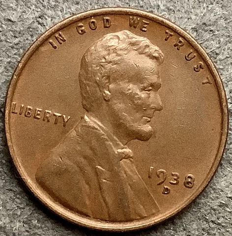 1938 D * Lincoln Wheat Cent - Higher / High Grade ~ X055 Cover