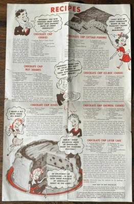 Vintage Bakers Semi-Sweet Chocolate Chip Cookery Advertising Art Ephemera 1920s - Image 1 of 4
