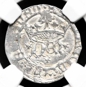 SPAIN. Enrique IV, 1454-1474. Silver 1/2 Real, Cuenca, NGC MS61 - Picture 1 of 4