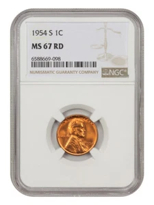 1954-S 1c NGC MS67 RD - Bild 1 von 4