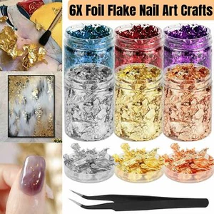 6 Bottles Foil Flakes Resin Epoxy Mold Filling For Jewelry Making Nail Art Craft - Picture 1 of 10