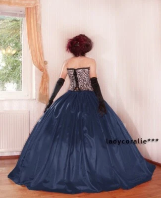 Ballrock Satinrock für Reifrock festlich Saum Nachtblau Saum 4,5 m - Bild 1 von 3