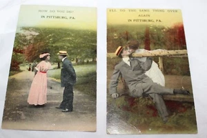 2 alte Postkarten Pittsburg Pa. Bamforth's Lovers Anfang 1900 Made England/NY - Bild 1 von 2