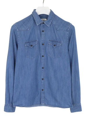 J. Lindeberg Dani CL West Washed DNM Slim Fit Shirt Men Small Western Style - Image 1 of 4