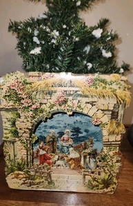 Vtg Pop Up Christmas Card Nativity Manger Scene Fold Out 3D (6" x 6½" x 2") NEW - Picture 1 of 5