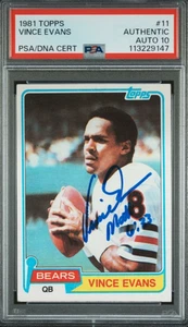 1980 Topps #11 Vince Evans Signed Rookie Card Autograph RC PSA 10 Auto Bears USC - Picture 1 of 2