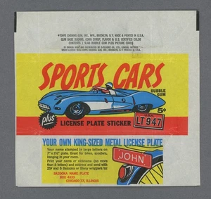 1961 Topps • Sports Cars w License Plate Sticker • 5¢ Wrapper - Picture 1 of 2