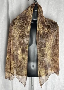 Bufanda/envoltura de red fina transparente rectangular marrón piel de serpiente 23" x 44" Summer2Fall - Imagen 1 de 5