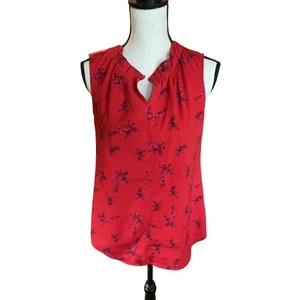CAbi Sleeveless Blouse, Ruffle Collar, Red Floral, sz S/M - Bild 1 von 7