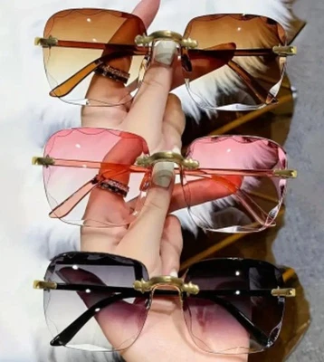 3 Pairs Of Decorative Golden Accent Women's Glasses Pink, Dark Purple, And Brown - Image 1 of 4